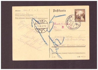 Carte postale Deutsches Reich Munich n. Mank - frais supplémentaires - inconn...