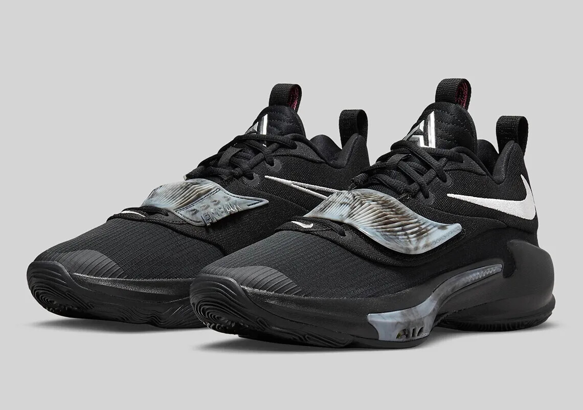 デック3種 Nike Zoom Freak 3 Black Silver Basketball Shoes Giannis
