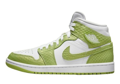 Женские кроссовки Jordan 1 Mid SE Green Phyton White/Vivid Green-White (DV2959 113)