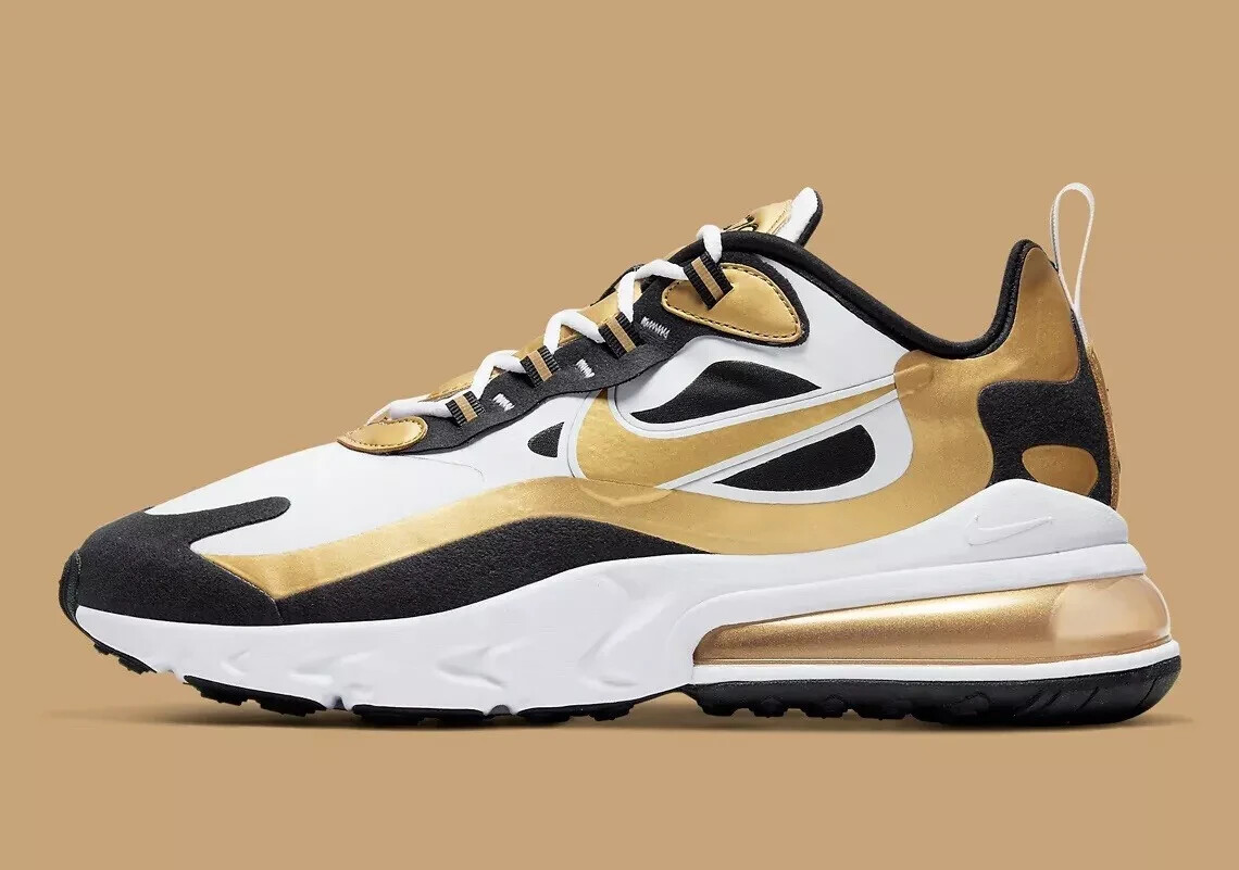 Nike Air Max 270 React Gold White Sneakers CW7298-100 Mens Size 8