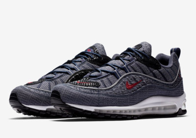 Nike Air Max 98 QS Thunder Blue Denim Red Size 8. 924462-400
