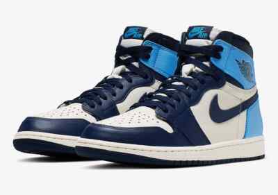Nike Air Jordan 1 Retro High OG Shoes Obsidian Blue Sail 555088-140 Men's NEW