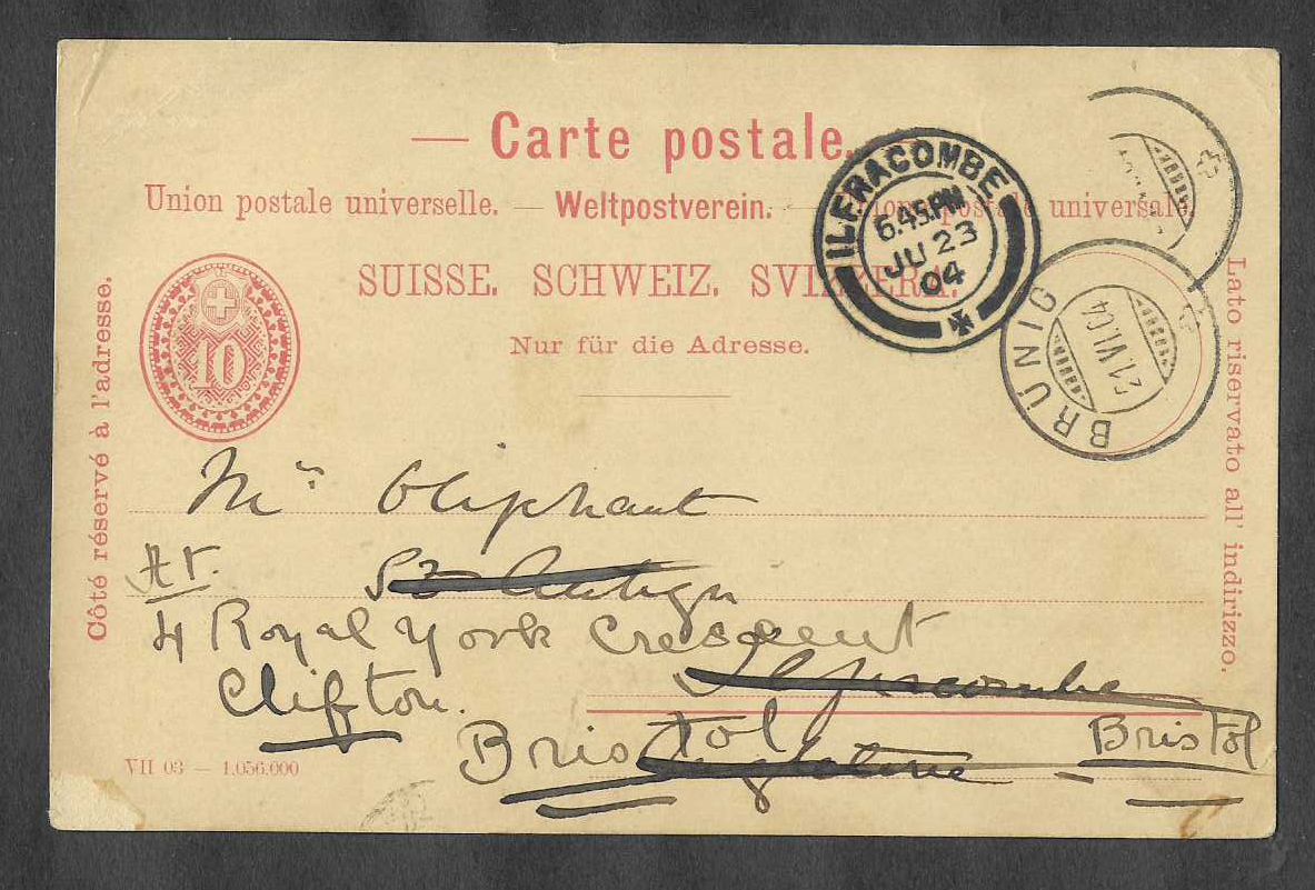 1904 Switzerland Postcard Brünig to Clifton Bristol England