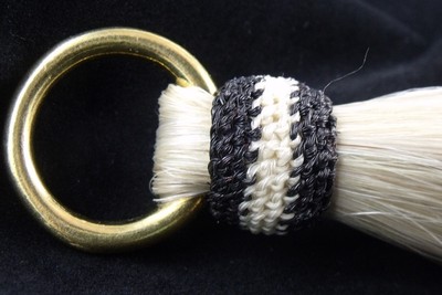 X-Thick HorseHair Shufly tassel 2 layers Creamy white horse hair Black tassel