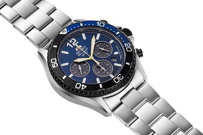 Pre-owned Orient Mako Rn-tx0208l Panda Sport Blue Dial Solar Analog Chronograph Men Watch