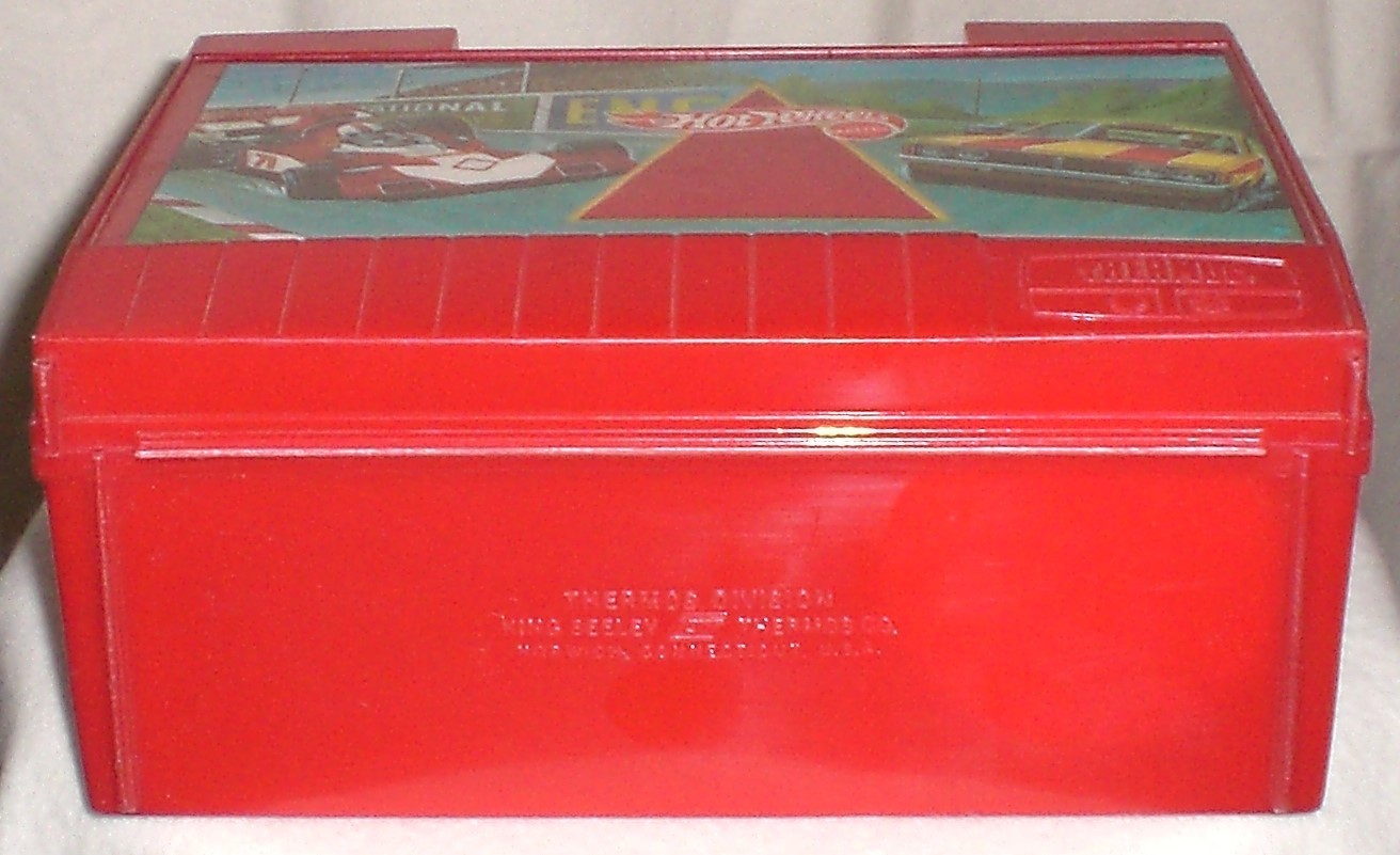Vintage 1972 Hot Wheels Plastic Lunch Box W/1973 Thermos Complete.