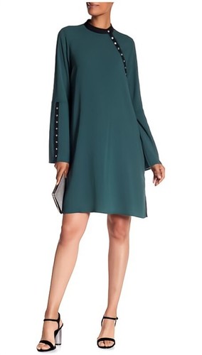 最終SALE! BCBG MAXAZRIA Bell Sleeve Dress BCBGMAXAZRIA Long Sleeve Blue Bell Wind Swept | Depop