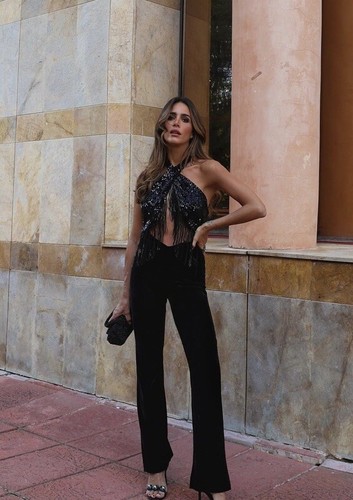 ZARA WOMAN NWT FW23 FRINGED SEQUIN HALTER NECK JUMPSUIT S-XL