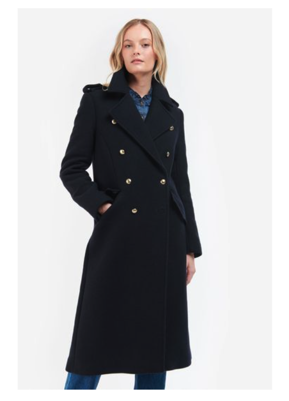 Pre-owned Barbour Inverraray Wool Blend Military Trench Coat In Navy Msrp$680 British Lux In Blue