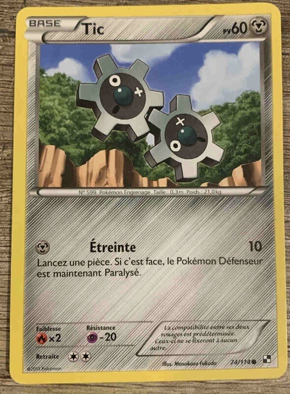 Carte PokÃ©Mon Tic Noir Et Blanc 74/114 Fr