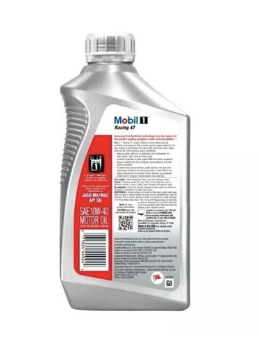 Mobil 1 Racing 4T SAE 10W-40 Advanced Full Synthetic Motorcycle Engine Oil - 1Qt