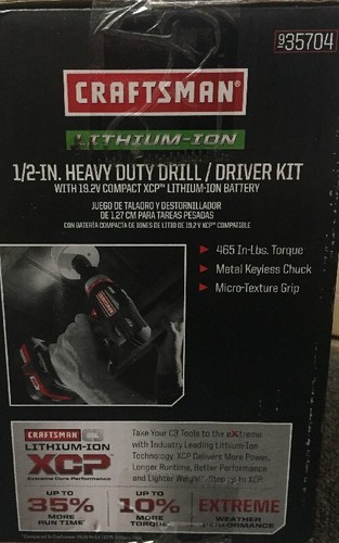 Craftsman 19.2V 1/2” Heavy Duty Drill/Driver Kit 935704 New