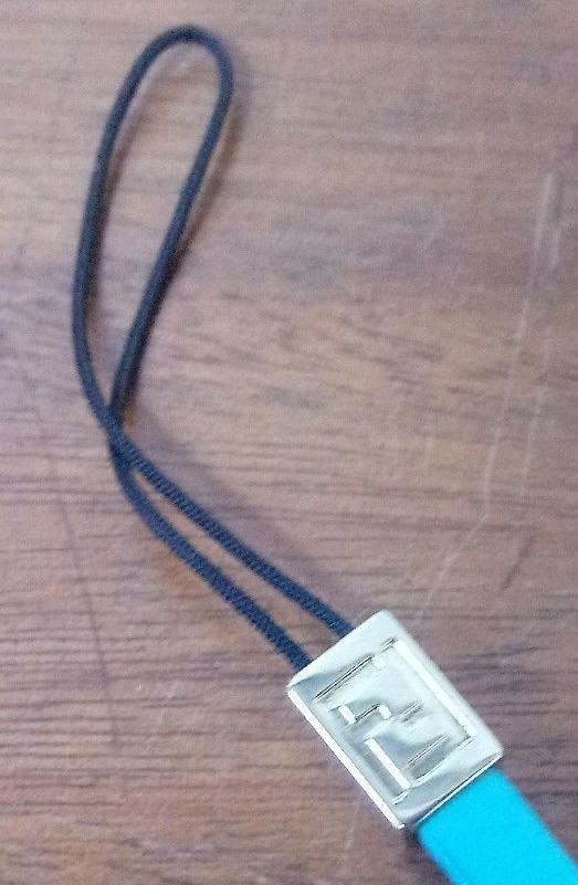 FENDI Turquoise & Silver Leather Logo Cell Phone Strap Fashionista - MINT!!