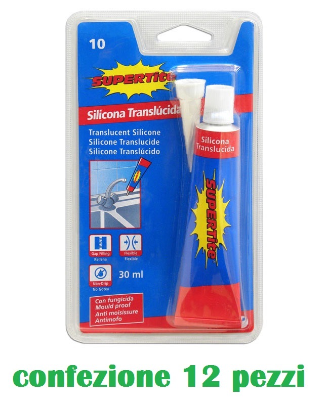 Set 12 Tubetti Silicone Translucido 30ml Con Beccuccio Riduttore Sigilla moc