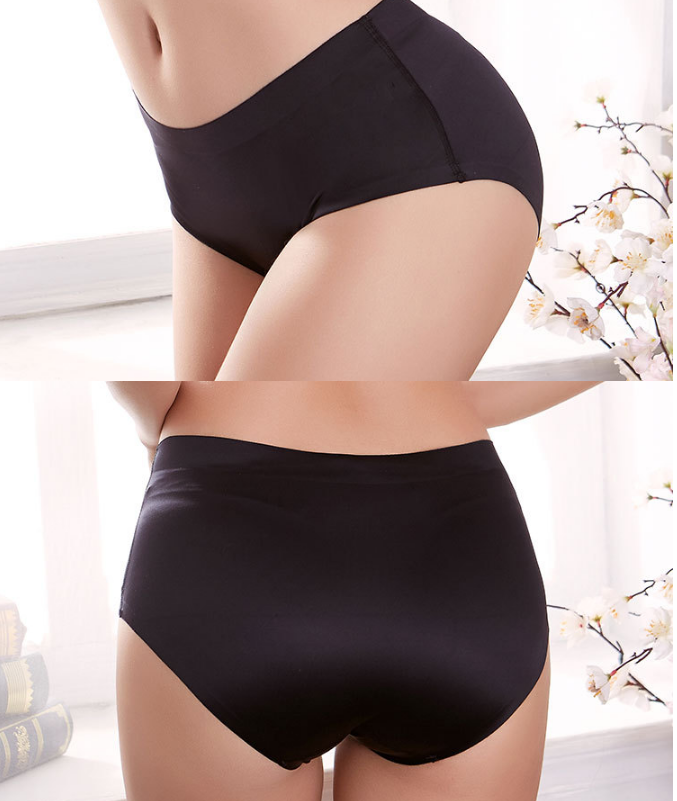 Donna Seta Mutandine senza Cuciture Liscio Slip Mutande Intimo Traspirante Nero