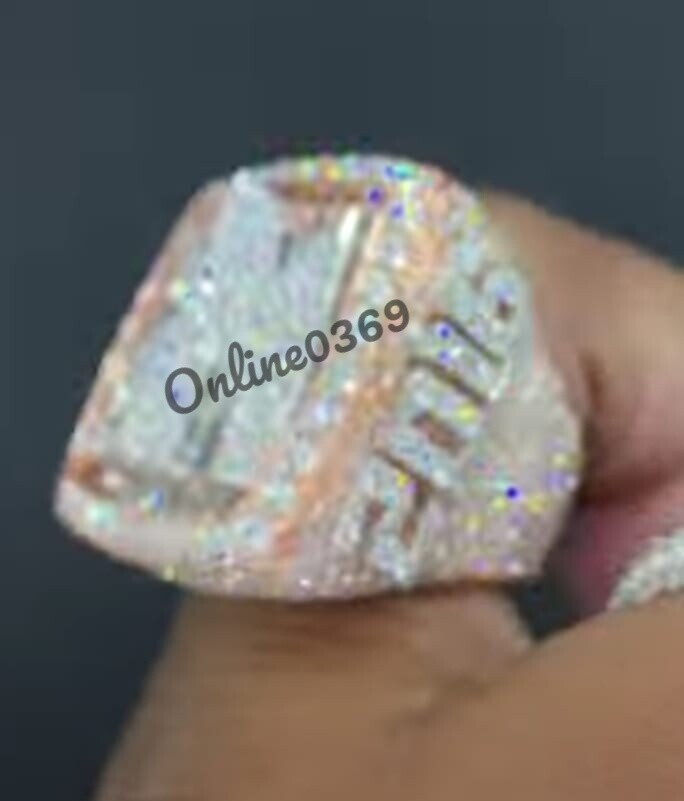 Pre-owned Online0369 4.1ct Baguette Cubic Zirconia Men Customize Letter Ring Silver Free Pendant In White