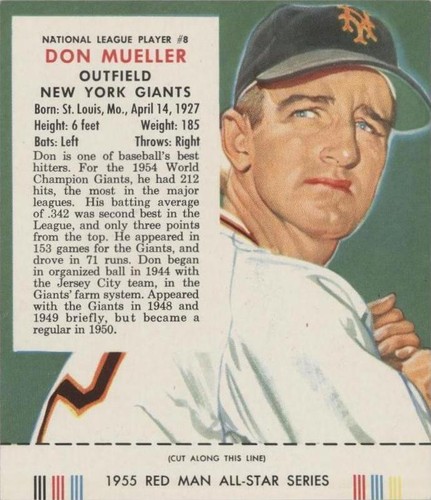 1955 Red Man Tobacco All-Star Team - Don Mueller #8