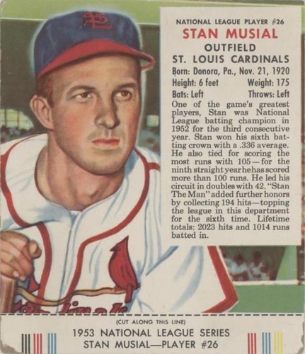 1953 Red Man Tobacco All-Star Team - Stan Musial #26