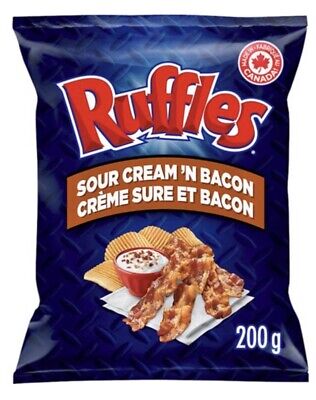 Ruffles Sour Cream 'N Bacon Potato Chips Large Bag Fresh Canadian