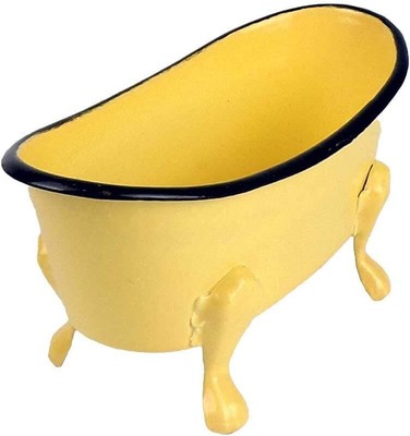 Creative Co-op Mini Metal Bathtub Easy Drain Bar Soap Dish (Yellow) Yellow 
