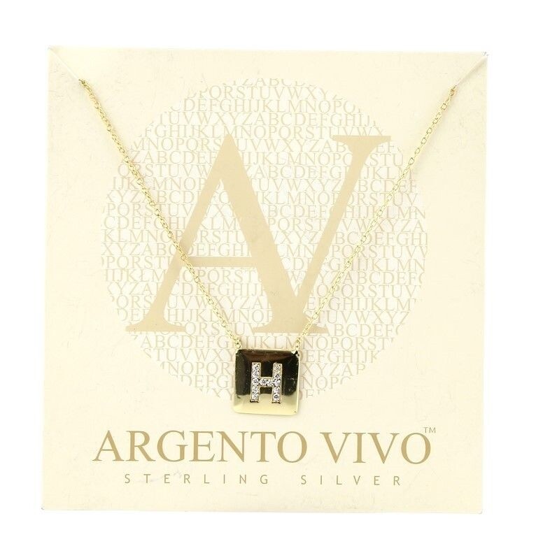 Argento Vivo 126205 Gold 'H' Cubic Zirconia Initial Pendant Necklace $78