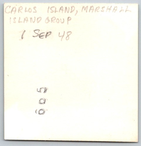 Vtg B&W Snapshot Carlos Island Marshall Islands Tropical Coastline Huts 1948 — additional view