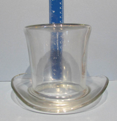ON SALE * OLD VINTAGE 1920'S LARGE HEAVY GLASS TOP HAT * 4 1/2'' HI * NO PROBLEMS