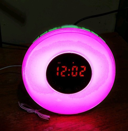 Digital Alarm Clock LED Clock multi Color Switch & FM Radio Clock Touch Snooze