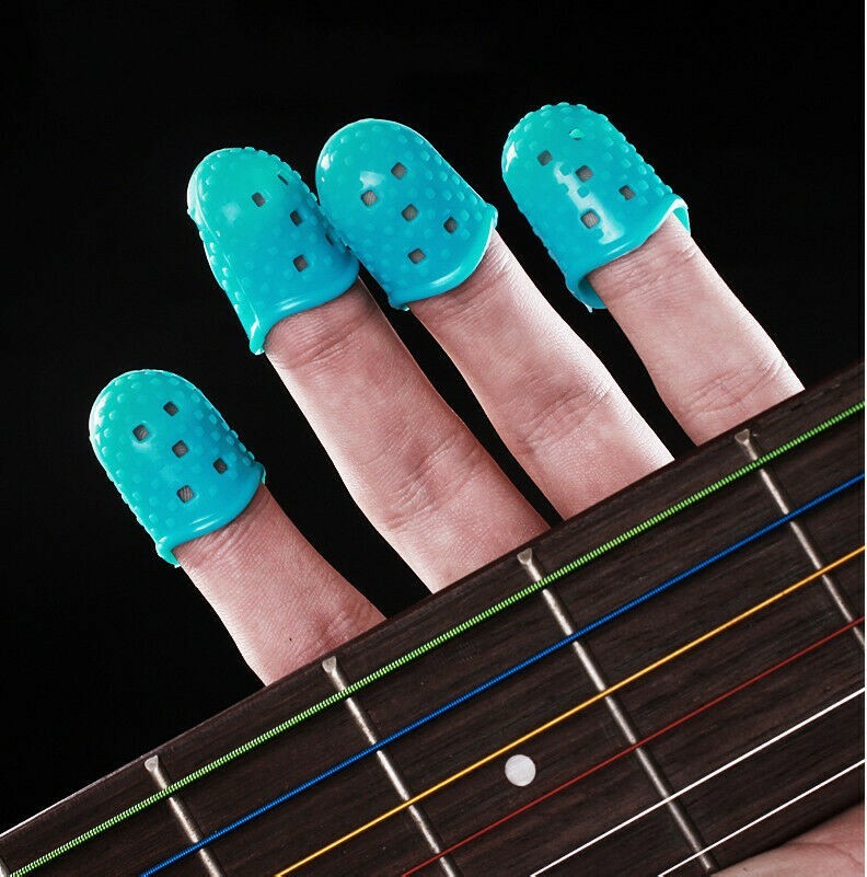 4 Pcs Silicone Guitar Fingertip Finger Pick Protectors For Bass Ukulele Beginner