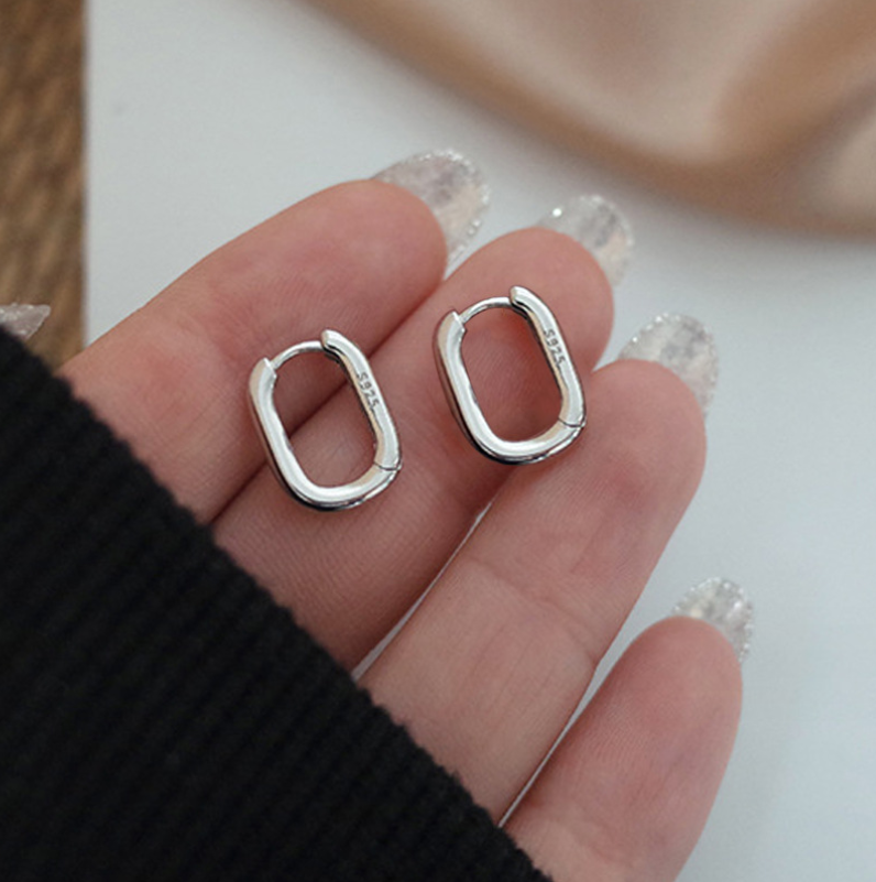 Women Girl 925 Sterling Silver Plated U-Shape Huggie Hoop Earrings A9