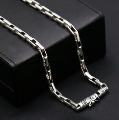D07 Men's Anchor Chain Angular 6 Wort Mantra Buddhist 0 1/4in 925 Sterling