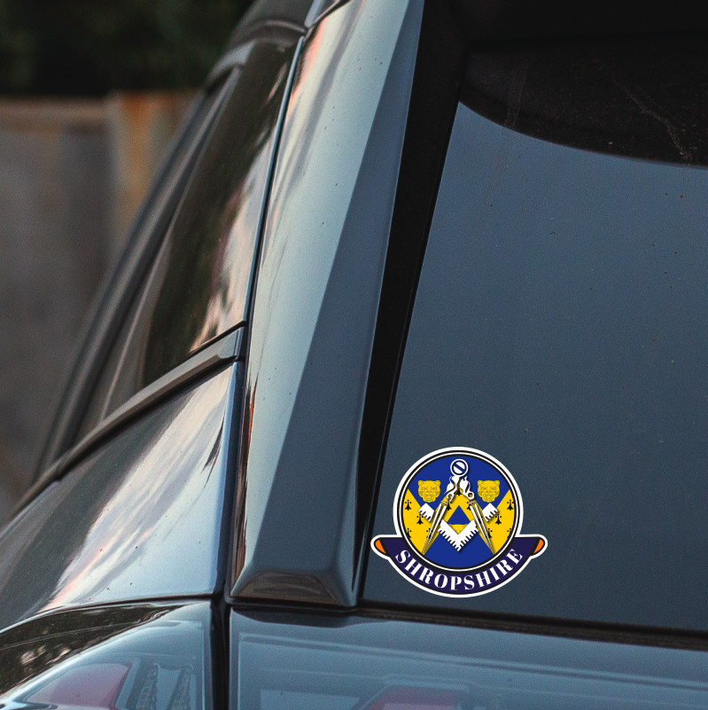 Shropshire Masonic Car Sticker | UV Laminated - Picture 3 of 4