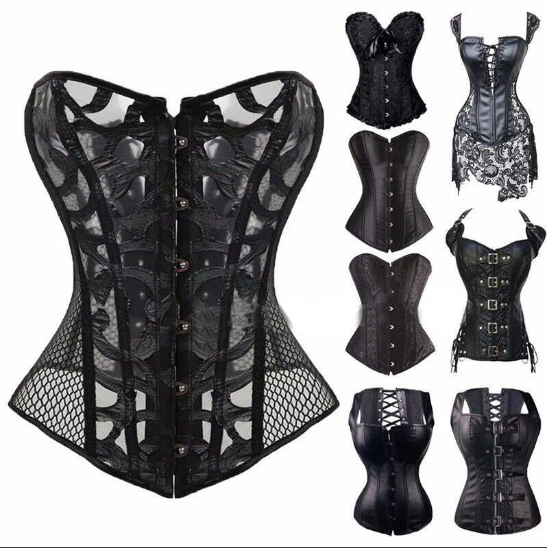 Vintage Schwarz Dessous Burlesque Corsage vollbrust Korsett Korsage Corset Damen