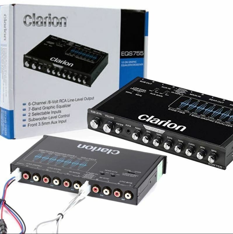 CLARION EQS-755 7-BAND GRAPHIC EQUALIZER W/ FRONT 3.5MM AUX INPUT