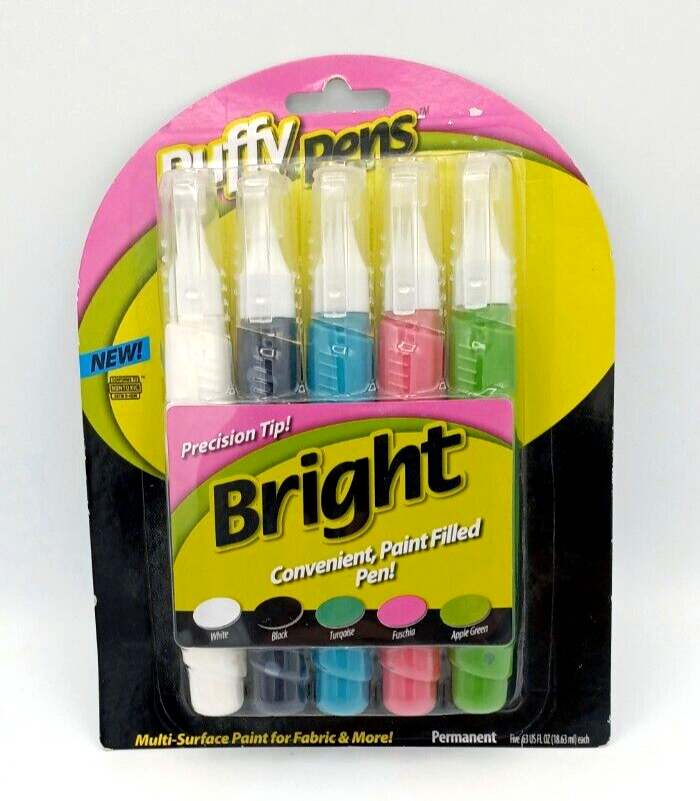 Puffy Pens bright 5 Pack Permanent Precision Tip  New Sealed Free Shipping