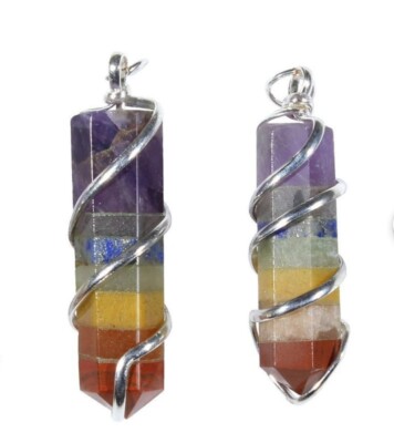 7 Chakra Wire Wrapped Pencil Point Pendants