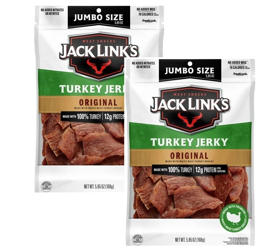 Jack Links Turkey Jerky ORIGINAL White Meat Breast 12g Protein 2 pack JUN 2026