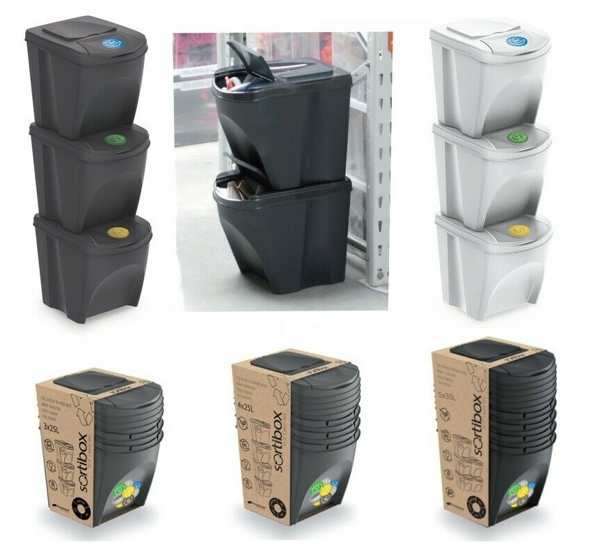 Biomülleimer Set Sortibox Mülleimer Mülltrenner Abfalleimer Küchenmülleimer 