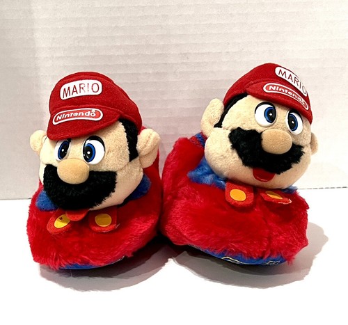 EXCELLENT Vintage RARE 1989 Super Mario Bros Plush Fuzzy Slippers Nintendo 7 8 L eBay