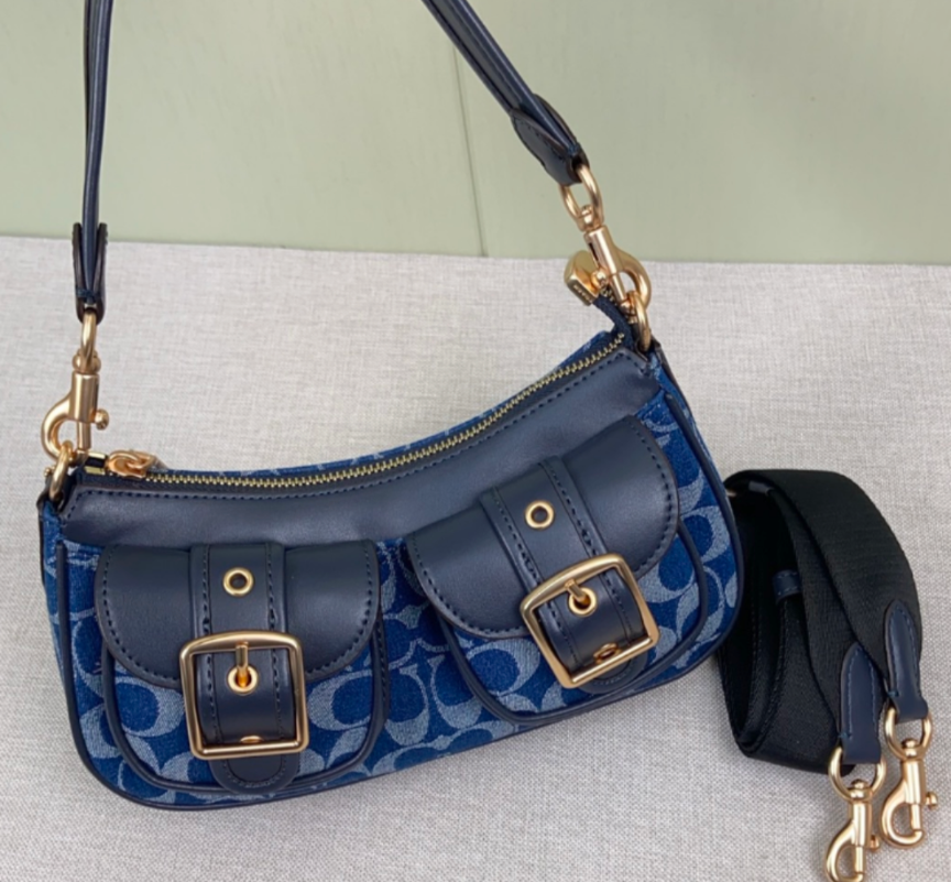 バッグ Coach Ashton Baguette Bag Denim Leather Coach Ashton Baguette In Signature Denim | Brixton Baker