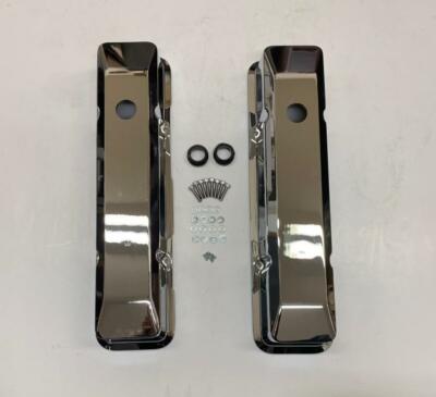 NEW V8 Small Block Chevy Tall Smooth Chromed Aluminum Valve Covers 283 350 305 