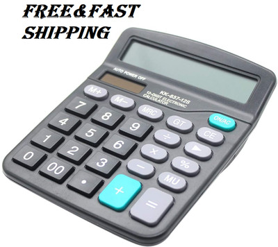Desk Calculator, 12-Digit Solar Battery Office Calculator with Large LCD Display