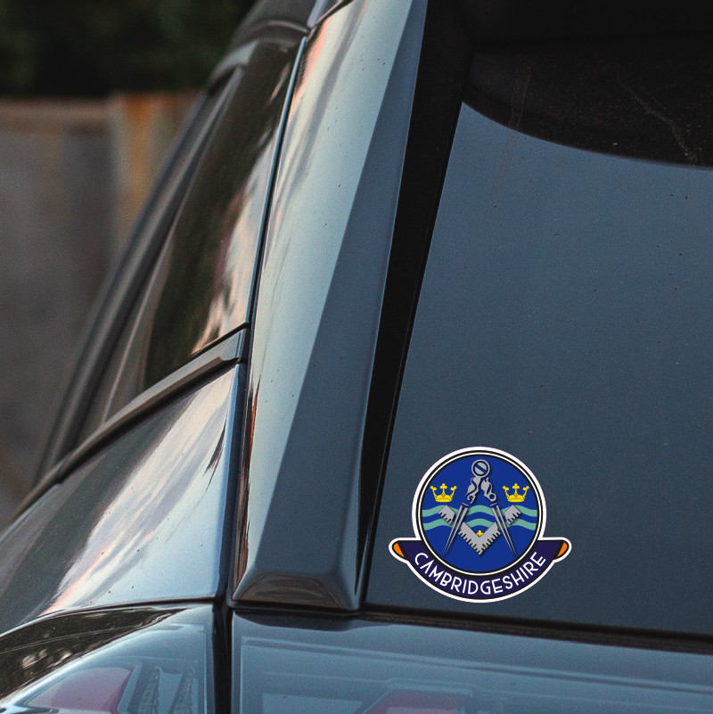 Cambridgeshire Masonic Car Sticker | UV Laminated - Picture 3 of 4