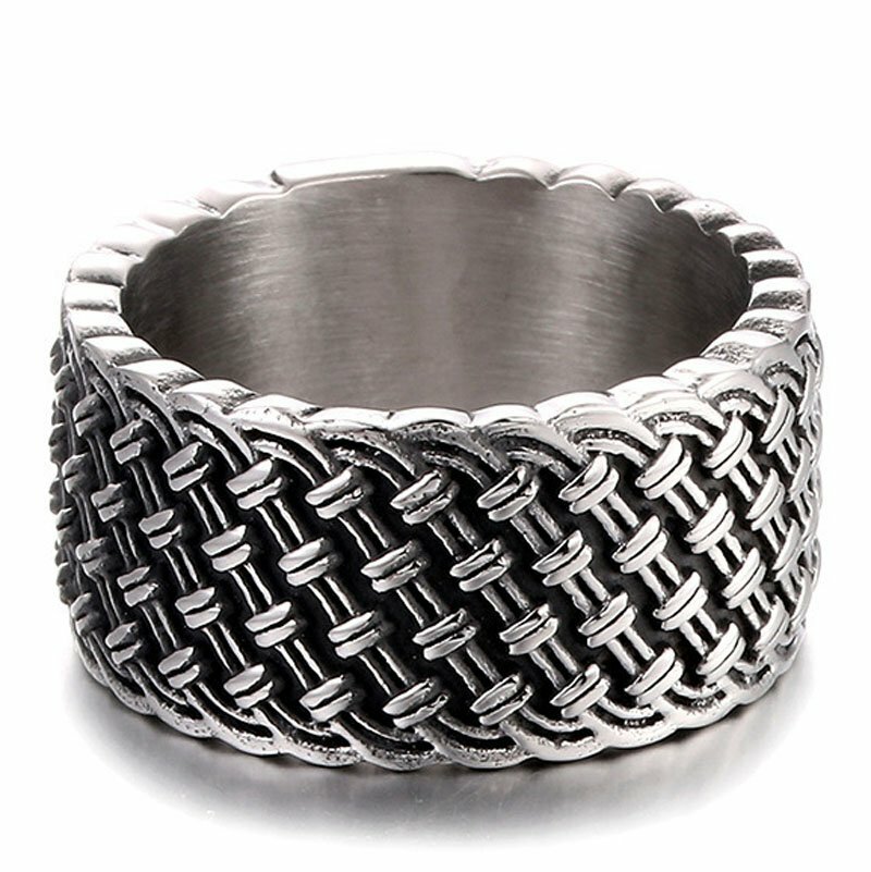 MENDEL Mens Stainless Steel Celtic Knot Braided Wedding Band Ring Size 6-15