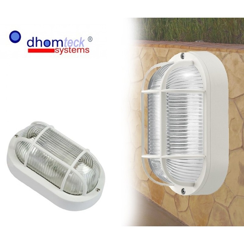 Applique Plafoniera Lampada Luce Ovale Griglia Bianca Parete E27 100w 20cm dfh