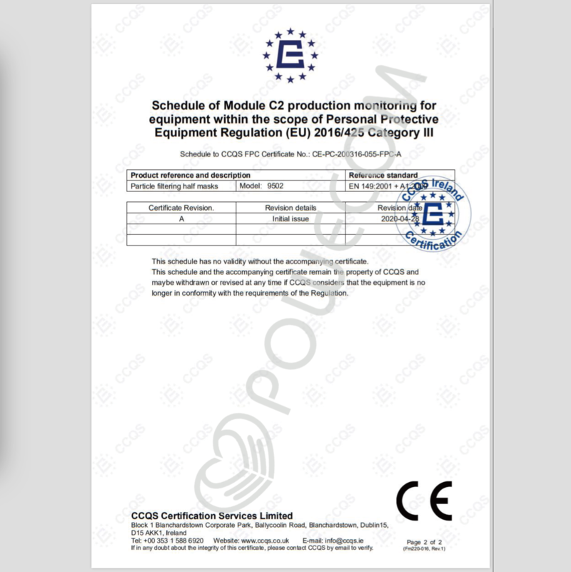 Powecom FFP2 (HEADBAND) Respirator Face Masks - EUA Listed (10 pcs)