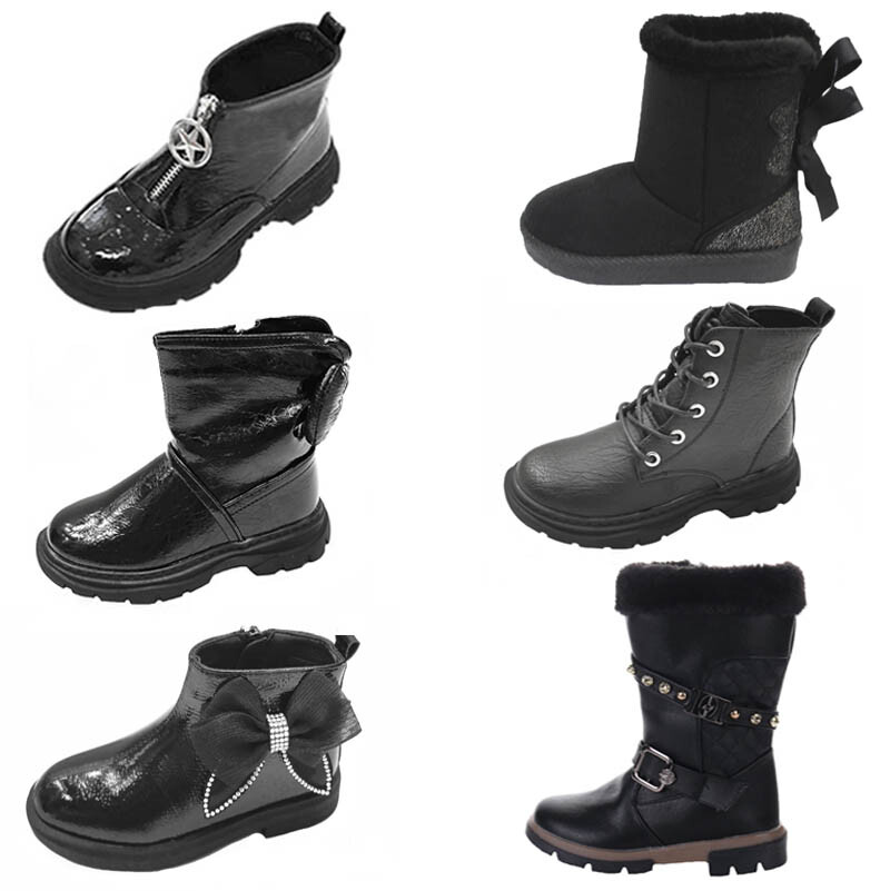 Girls School Shoes Flat Comfortable Winter Warm Boots Black Casual