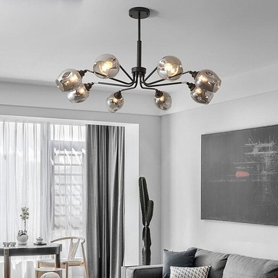 Modern 8-Head Molecular Glass Metal Branch Ceiling Light Chandelier Pendant Lamp