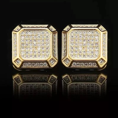 2Ct Round Lab-Created Diamond Men Cufflinks High-Fashion 14k Yellow Gold Plated