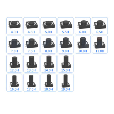 Momentary Tactile Push Button Touch Micro Switch TS-F002 12x12x4.3H to 12x12x18H